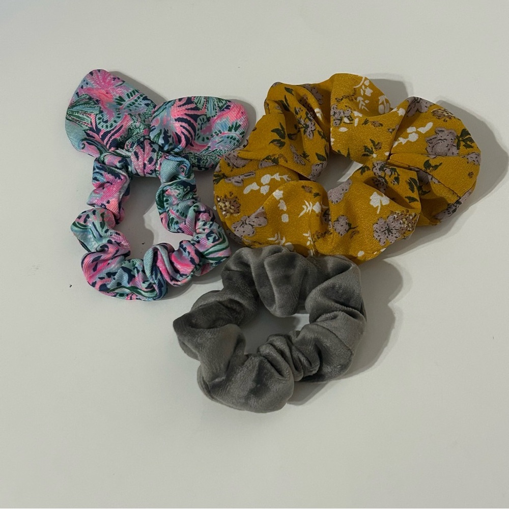 Lilly Pulitzer Bow Detail Scrunchie, Floral Scrunchie, and Velveteen Scrunchie
